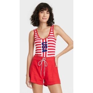 Isaac Morris Striped USA Bodysuit Red & White Size XL
